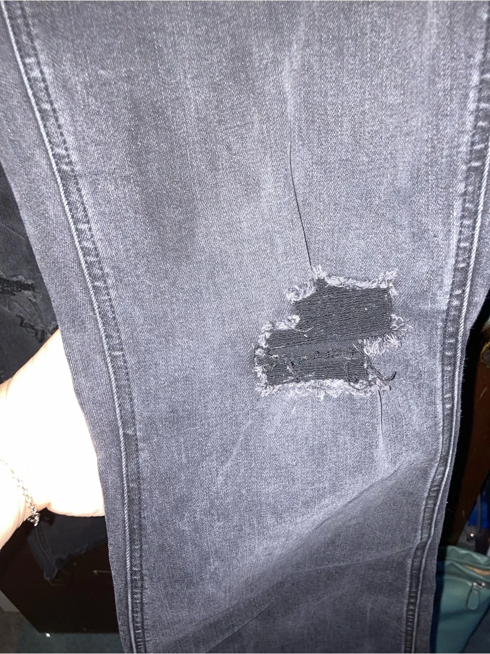 Black Distressed Flare Jeans for Women